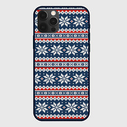 Чехол для iPhone 12 Pro Knitted Christmas Pattern, цвет: 3D-черный