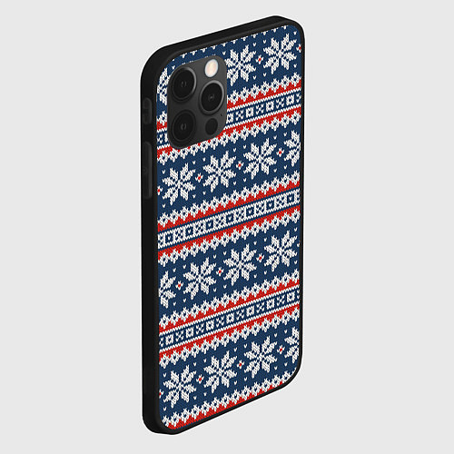 Чехол iPhone 12 Pro Knitted Christmas Pattern / 3D-Черный – фото 2