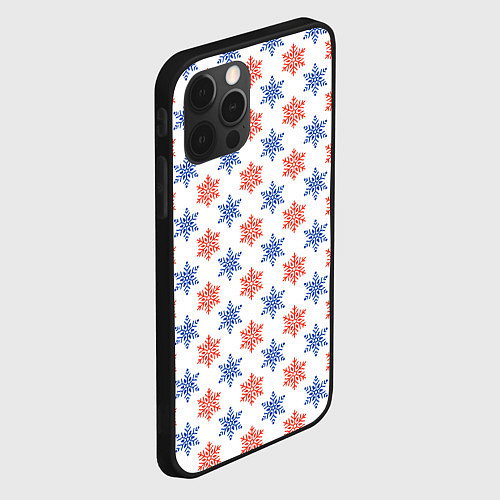 Чехол iPhone 12 Pro Снежинки паттернsnowflakes pattern / 3D-Черный – фото 2