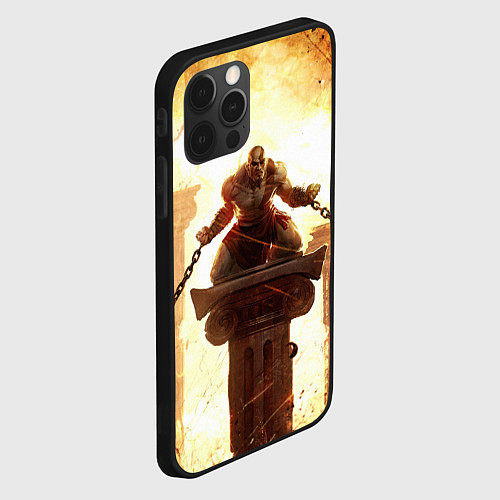 Чехол iPhone 12 Pro GOD OF WAR КРАТОС В ЦЕПЯХ / 3D-Черный – фото 2