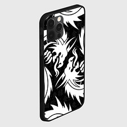 Чехол для iPhone 12 Pro УЗОР ИЗ БЕЛЫХ ДРАКОНОВ WHITE DRAGON TOKYO, цвет: 3D-черный — фото 2