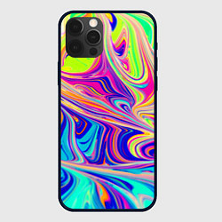 Чехол для iPhone 12 Pro Аномально яркие цветные разводы, цвет: 3D-черный