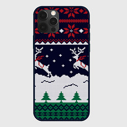 Чехол для iPhone 12 Pro СВИТЕР С ОЛЕНЯМИ DEER SWEATER, цвет: 3D-черный
