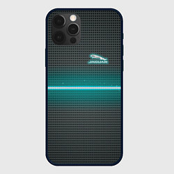Чехол для iPhone 12 Pro Jaguar blue neon theme, цвет: 3D-черный