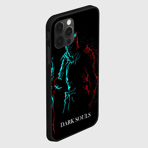 Чехол iPhone 12 Pro Dark Souls NEON Силуэт / 3D-Черный – фото 2