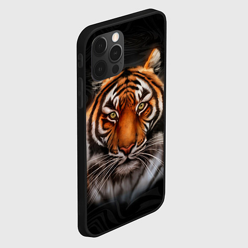 Чехол iPhone 12 Pro Реалистичный тигр Realistic Tiger / 3D-Черный – фото 2