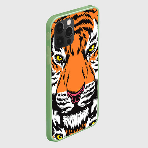 Чехол iPhone 12 Pro ТИГР СИМВОЛ НОВОГО ГОДА 2022 TIGER / 3D-Салатовый – фото 2