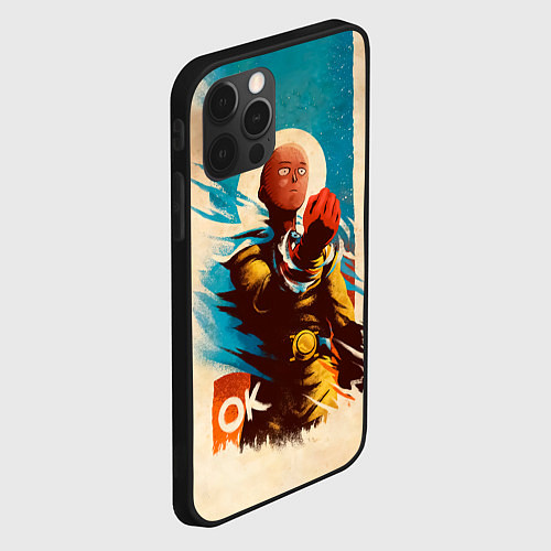 Чехол iPhone 12 Pro One Punch-Man Эпичный Сайтама / 3D-Черный – фото 2