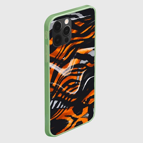 Чехол iPhone 12 Pro Окрас тигра / 3D-Салатовый – фото 2