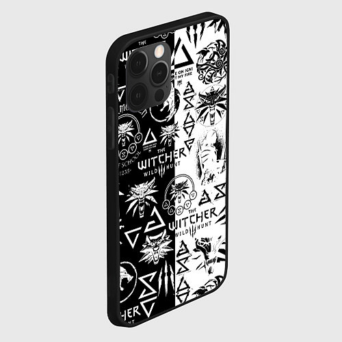 Чехол iPhone 12 Pro THE WITCHER LOGOOMBING ВЕДЬМАК ПАТТЕРН / 3D-Черный – фото 2