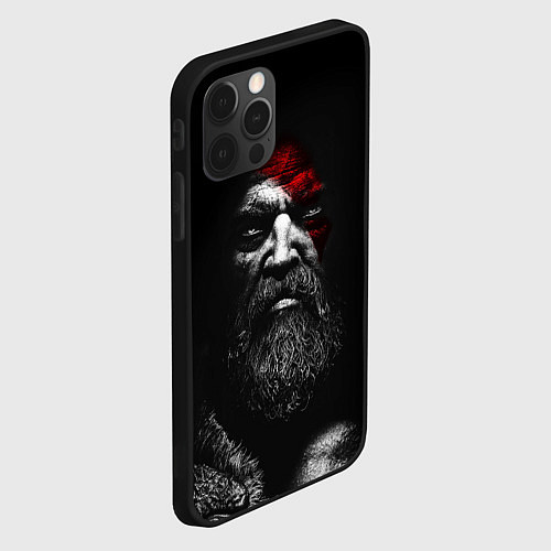 Чехол iPhone 12 Pro ЛИЦО КРАТОСА, БОГ ВОЙНЫ GOD OF WAR / 3D-Черный – фото 2