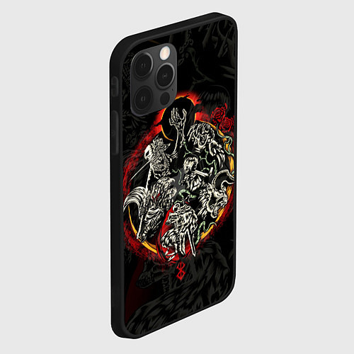 Чехол iPhone 12 Pro ГЕРОЙ АНИМЕ БЕРСЕРК BERSERK / 3D-Черный – фото 2