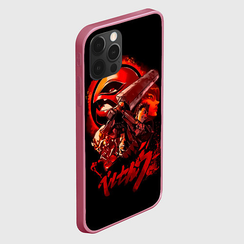 Чехол iPhone 12 Pro Гатс, Каска, Рыцарь-Череп и Апостол-Яйцо Berserk / 3D-Малиновый – фото 2