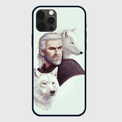 Чехол для iPhone 12 Pro Ведьмак и белые волки, цвет: 3D-черный