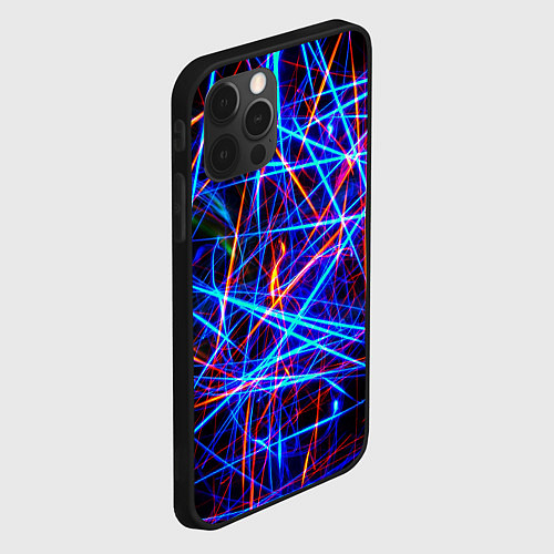 Чехол iPhone 12 Pro NEON LINES Glowing Lines Effect / 3D-Черный – фото 2