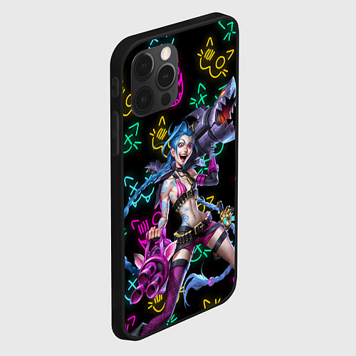 Чехол iPhone 12 Pro JINX ARCANE NEON MEOW! LOL / 3D-Черный – фото 2