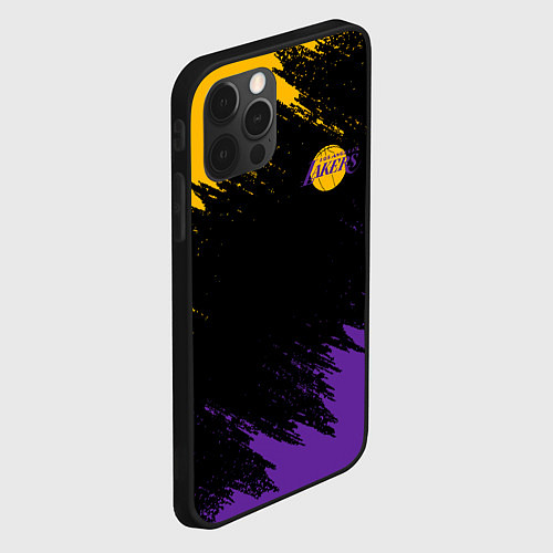 Чехол iPhone 12 Pro LAKERS БРЫЗГИ КРАСОК / 3D-Черный – фото 2