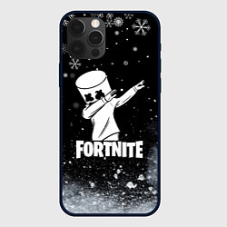 Чехол для iPhone 12 Pro НОВОГОДНИЙ FORTNITE MARSHMELLO, цвет: 3D-черный