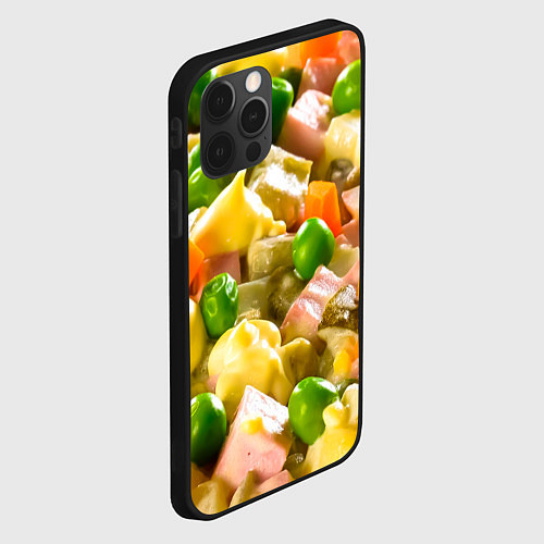 Чехол iPhone 12 Pro Весь в оливье / 3D-Черный – фото 2