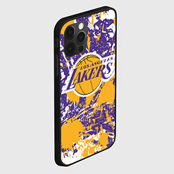 Чехол для iPhone 12 Pro LAKERS ФИРМЕННЫЕ ЦВЕТА БРЫЗГИ КРАСОК LA, цвет: 3D-черный — фото 2