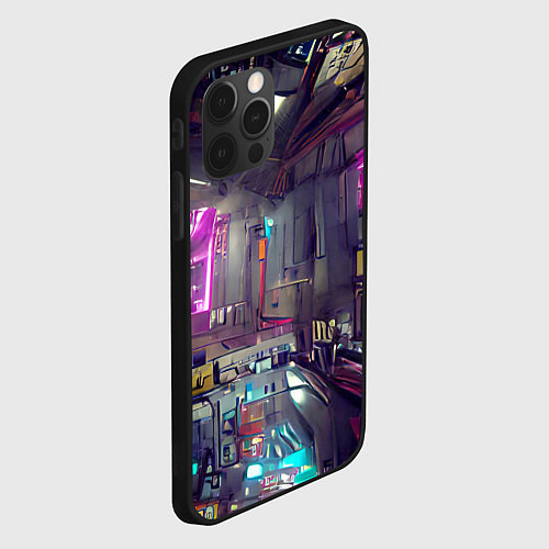 Чехол iPhone 12 Pro Городской киберпанк / 3D-Черный – фото 2