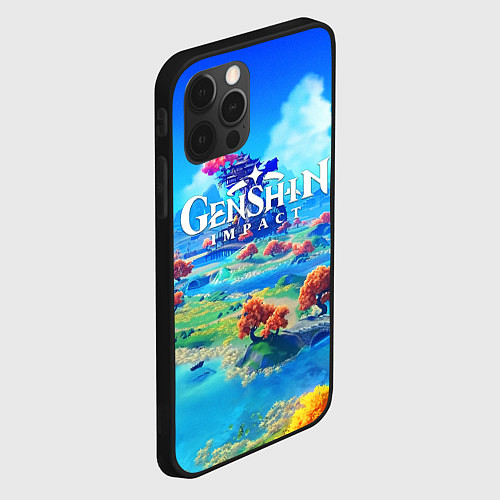 Чехол iPhone 12 Pro МИР ГЕНШИН ИМПАКТ WORLD GENSHIN IMPACT / 3D-Черный – фото 2