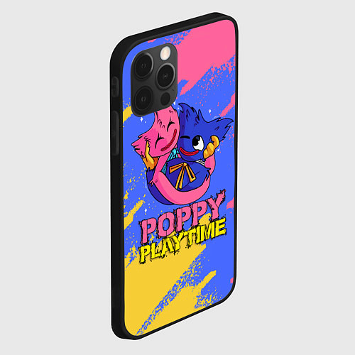 Чехол iPhone 12 Pro Huggy Wuggy and Kissy Missy Poppy Playtime / 3D-Черный – фото 2