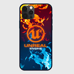 Чехол для iPhone 12 Pro Unreal Огонь, цвет: 3D-черный