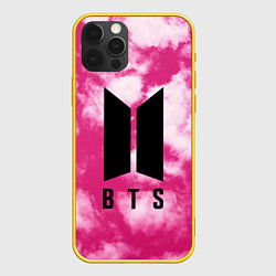 Чехол для iPhone 12 Pro BTS РОЗОВЫЙ ТАЙ-ДАЙ, цвет: 3D-желтый