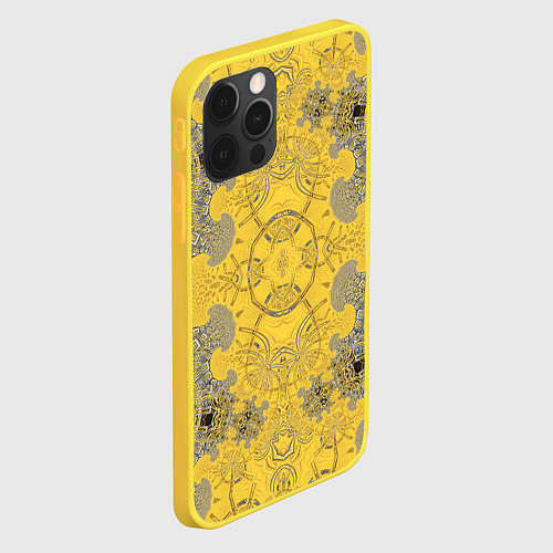 Чехол iPhone 12 Pro Коллекция Фрактальная мозаика Желтый на черном 573 / 3D-Желтый – фото 2