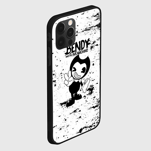 Чехол iPhone 12 Pro Bendy and the ink machine - Black & White / 3D-Черный – фото 2