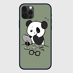 Чехол для iPhone 12 Pro Панда красит глаза, цвет: 3D-черный