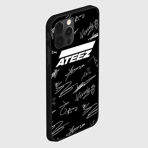 Чехол iPhone 12 Pro ATEEZ БЕЛЫЕ АВТОГРАФЫ УЗОР / 3D-Черный – фото 2