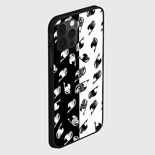 Чехол iPhone 12 Pro FAIRY TAIL BLACK WHITE ХВОСТ ФЕИ СИМВОЛЫ ЧЁРНО БЕЛ / 3D-Черный – фото 2