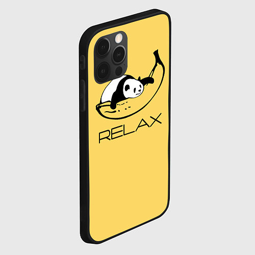 Чехол iPhone 12 Pro Relax - панда на банане / 3D-Черный – фото 2