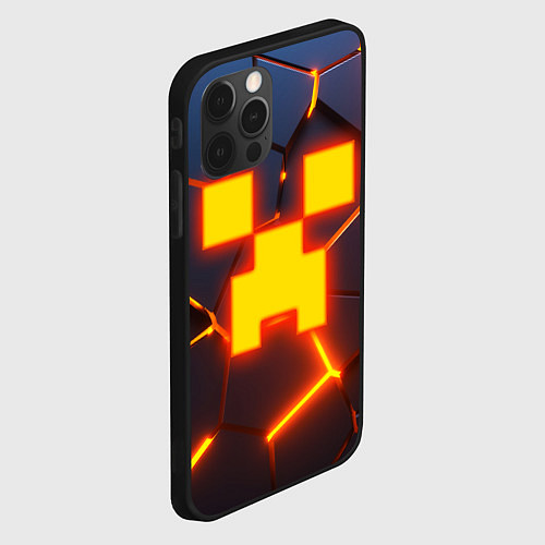 Чехол iPhone 12 Pro ОГНЕННЫЙ КРИПЕР 3D ПЛИТЫ FIRE CREEPER / 3D-Черный – фото 2