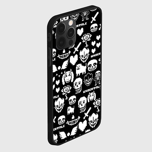 Чехол iPhone 12 Pro UNDERTALE PATTERN БЕЛЫЙ / 3D-Черный – фото 2