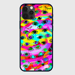Чехол для iPhone 12 Pro Психоделические взгляды, цвет: 3D-черный