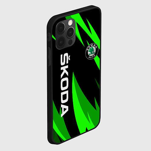 Чехол iPhone 12 Pro SKODA Логотип Узор / 3D-Черный – фото 2