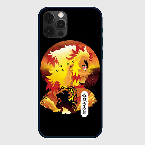 Чехол iPhone 12 Pro Ренгоку Клинок рассекающий демонов / 3D-Черный – фото 1