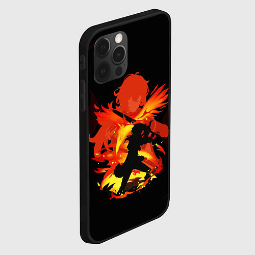 Чехол iPhone 12 Pro DILUC FIRE GENSHIN IMPACT НА СПИНЕ / 3D-Черный – фото 2