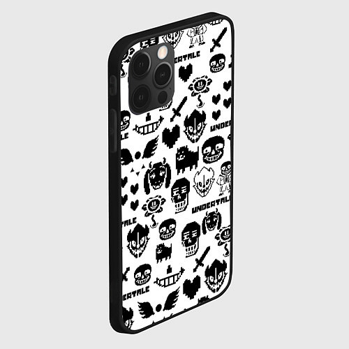 Чехол iPhone 12 Pro UNDERTALE WHITE PATTERN / 3D-Черный – фото 2