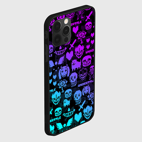 Чехол iPhone 12 Pro UNDERTALE NEON PATTERN УЗОР / 3D-Черный – фото 2