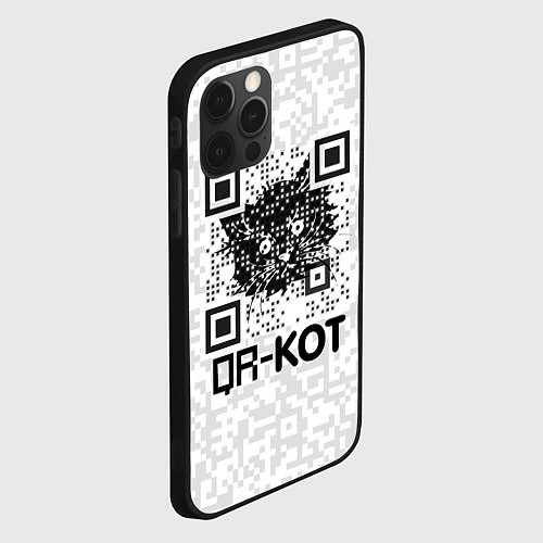 Чехол iPhone 12 Pro QR код котик / 3D-Черный – фото 2