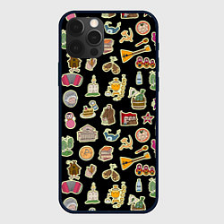 Чехол для iPhone 12 Pro Россия и СССР паттерн, цвет: 3D-черный