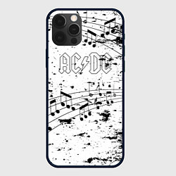 Чехол для iPhone 12 Pro ACDC - Музыкальные ноты, цвет: 3D-черный
