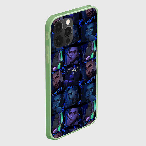 Чехол iPhone 12 Pro LEAGUE Of LEGENDS - JINX / 3D-Салатовый – фото 2