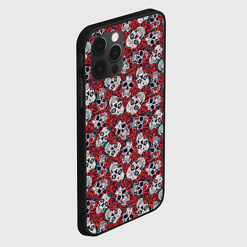 Чехол iPhone 12 Pro Skulls & roses / 3D-Черный – фото 2