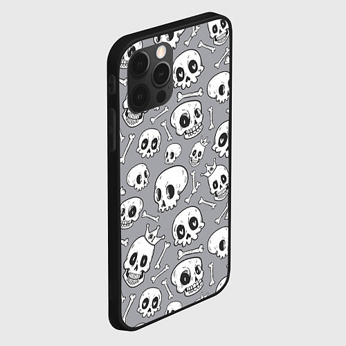 Чехол iPhone 12 Pro Skulls & bones / 3D-Черный – фото 2