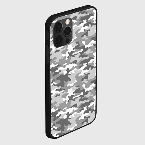 Чехол iPhone 12 Pro Серый Военный Камуфляж / 3D-Черный – фото 2